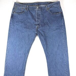 Levis 501 Original Fit Jeans Mens 42x32 Medium Wash Blue Button Fly Denim Pants